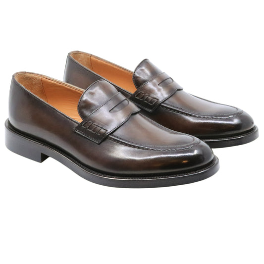 Crispiniano 3510 Crust Brown F. Cuoio Clipper mocassino uomo in pelle marrone Made in Italy 