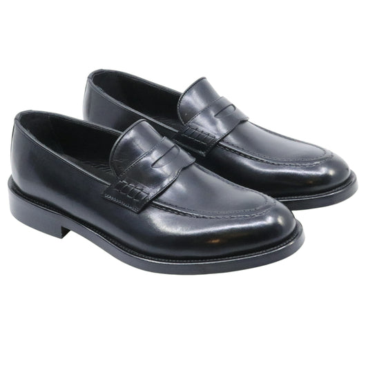 Crispiniano 3510 Crust Nero F. Cuoio Clipper mocassino uomo in pelle nera Made in Italy 