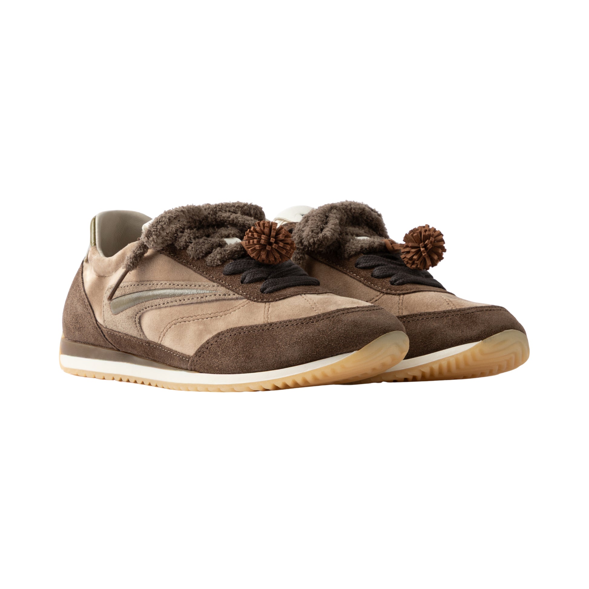 D.A.T.E. Athleta Ballet Velvet Beige AB-VE-BI sneaker donna in camoscio beige e marrone 