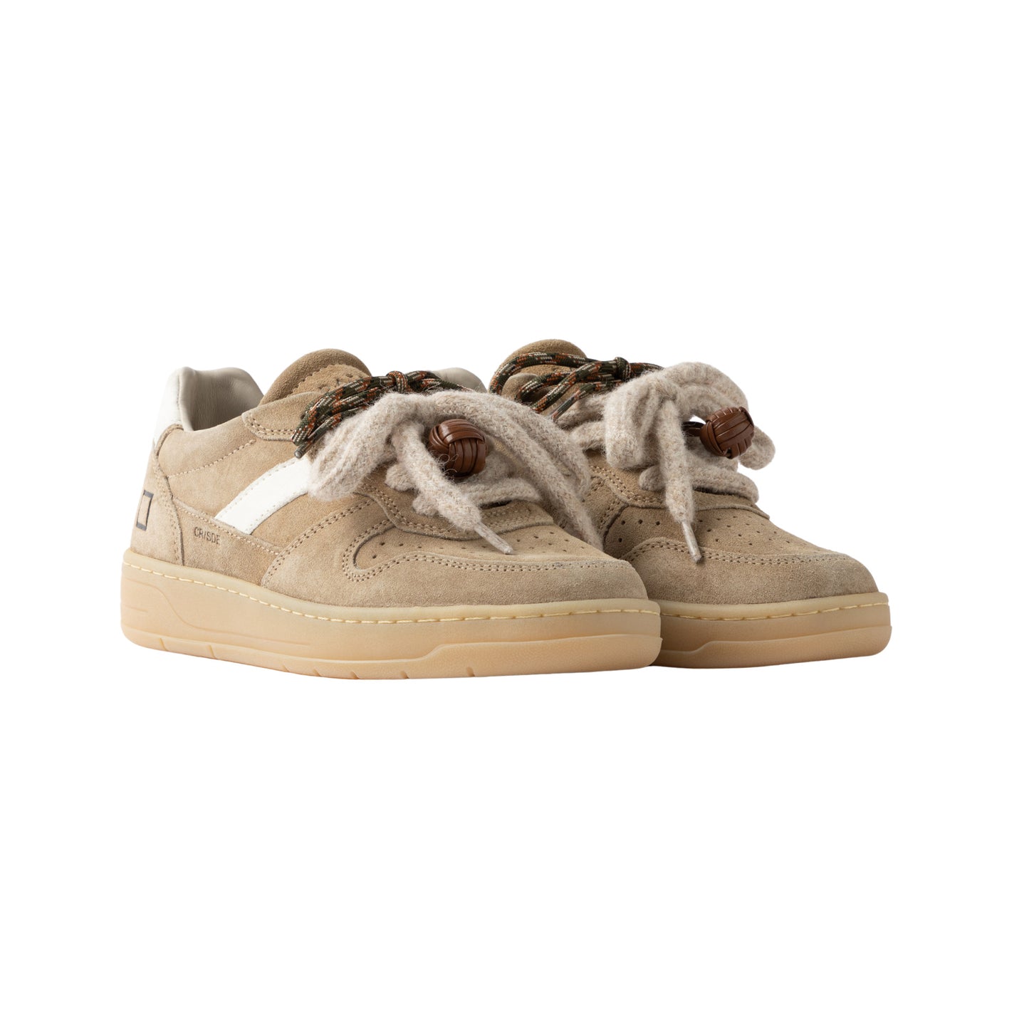 D.A.T.E. Court 2.0 Suede Camel C2-SD-CM sneaker donna in camoscio camel e pelle bianca 