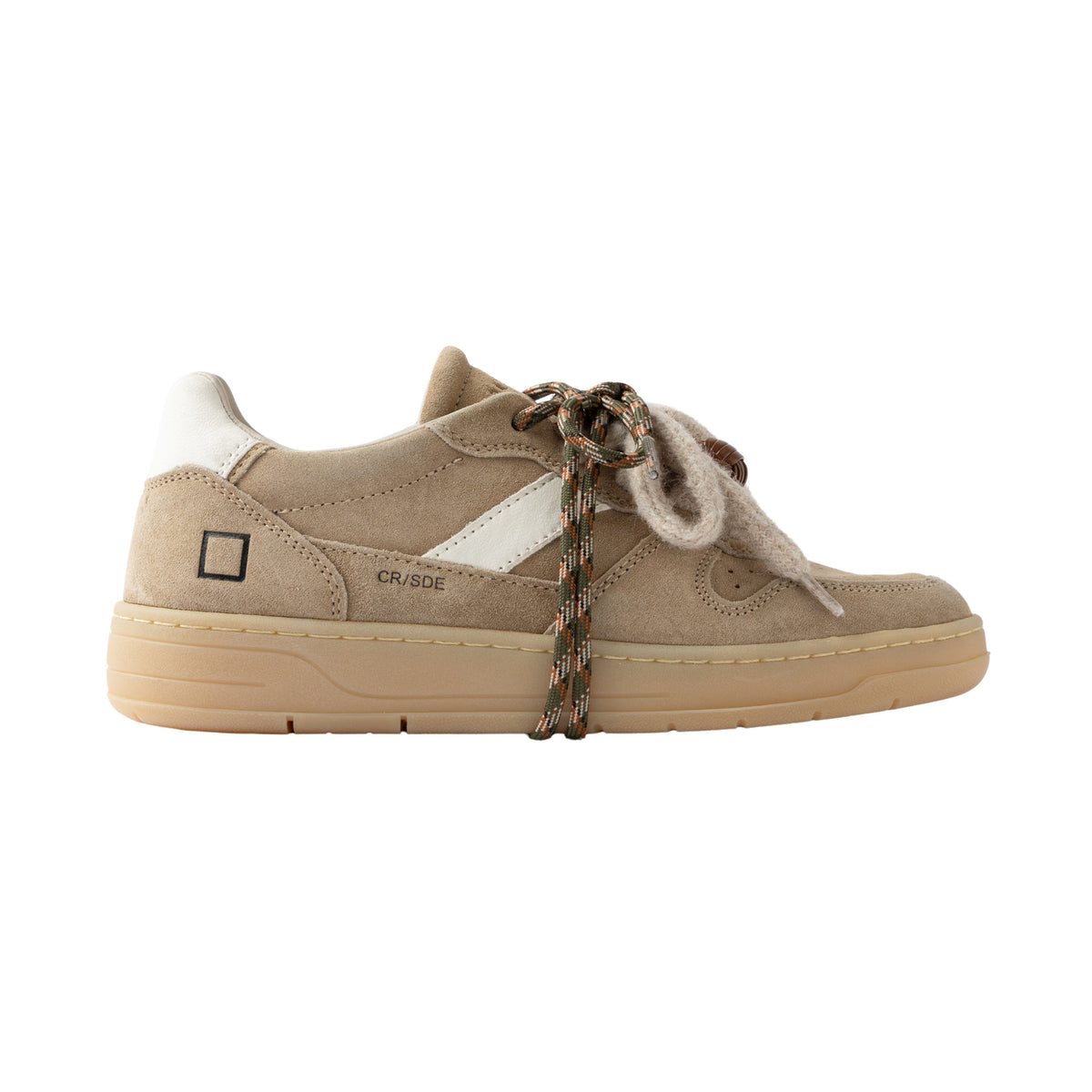 D.A.T.E. Court 2.0 Suede Camel C2-SD-CM sneaker donna in camoscio camel e pelle bianca 