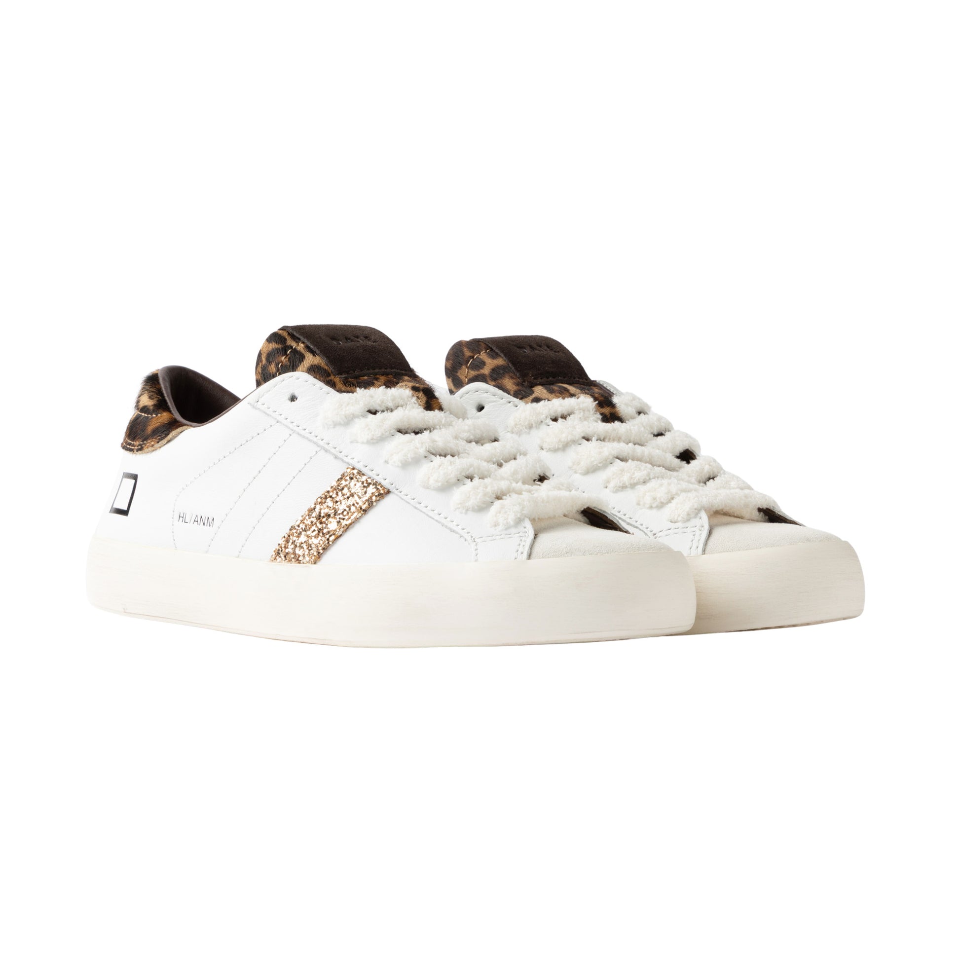 D.A.T.E. Hill Low Animalier Leopard HL-AN-LE sneaker donna leopardata con dettagli oro 