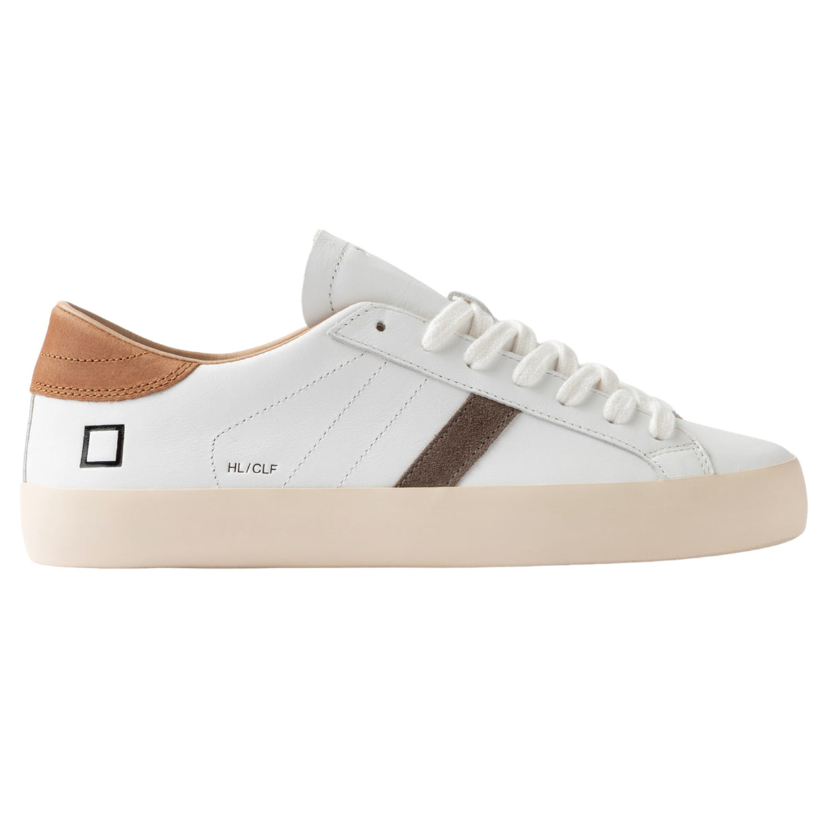 D.A.T.E. Hill Low Calf White-Tan HL-CA-IN sneaker uomo in pelle bianca e camoscio marrone 