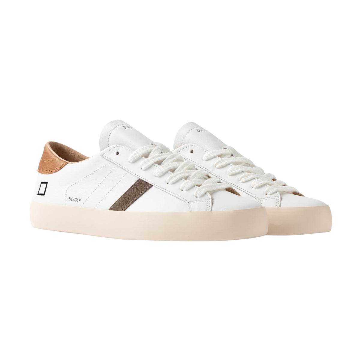 D.A.T.E. Hill Low Calf White-Tan HL-CA-IN sneaker uomo in pelle bianca e camoscio marrone 