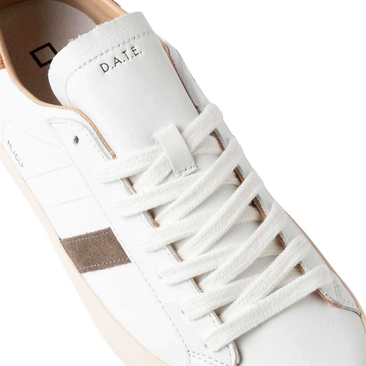 D.A.T.E. Hill Low Calf White-Tan HL-CA-IN sneaker uomo in pelle bianca e camoscio marrone 