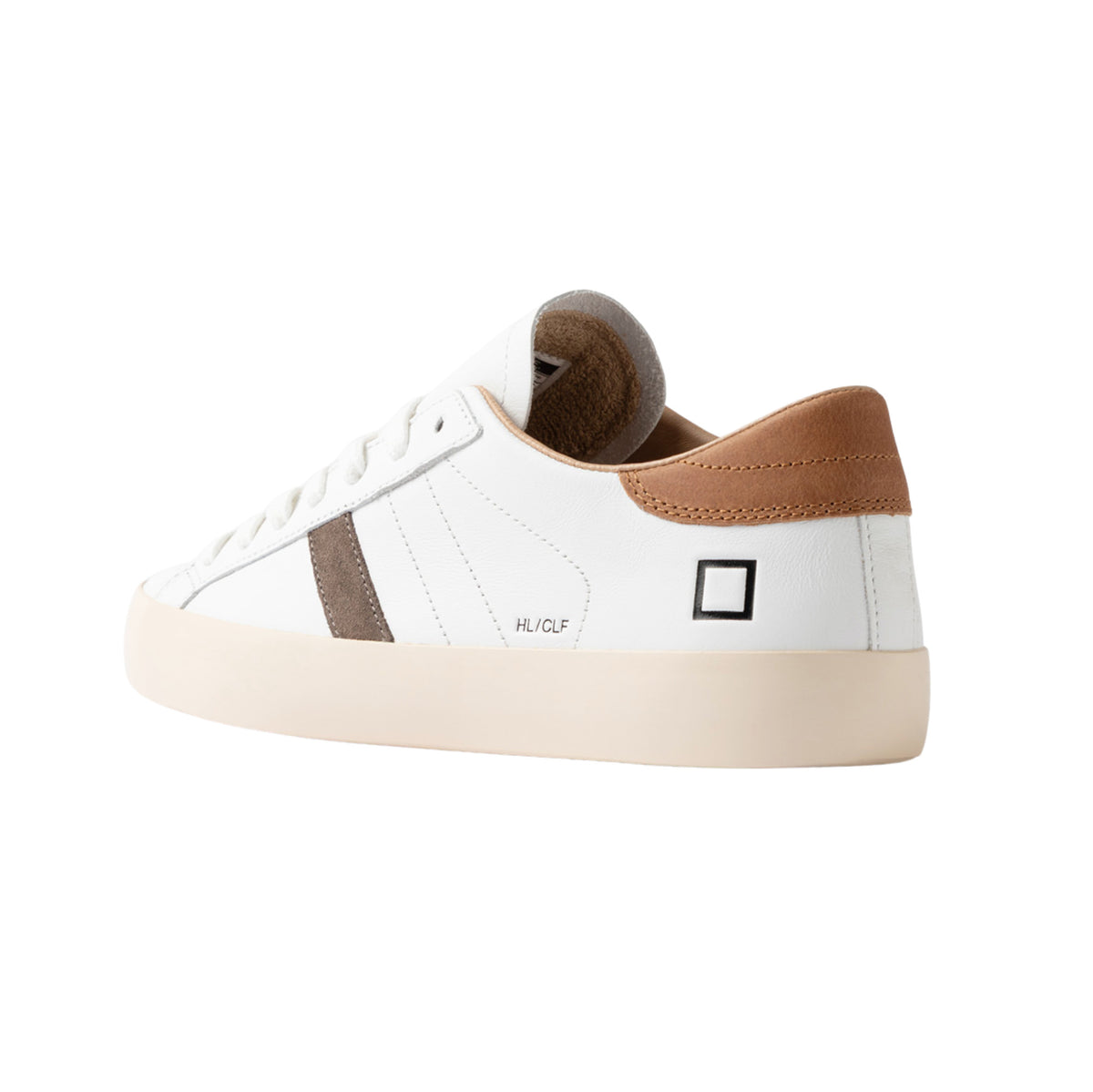 D.A.T.E. Hill Low Calf White-Tan HL-CA-IN sneaker uomo in pelle bianca e camoscio marrone 