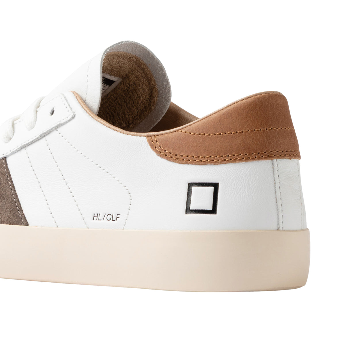 D.A.T.E. Hill Low Calf White-Tan HL-CA-IN sneaker uomo in pelle bianca e camoscio marrone 
