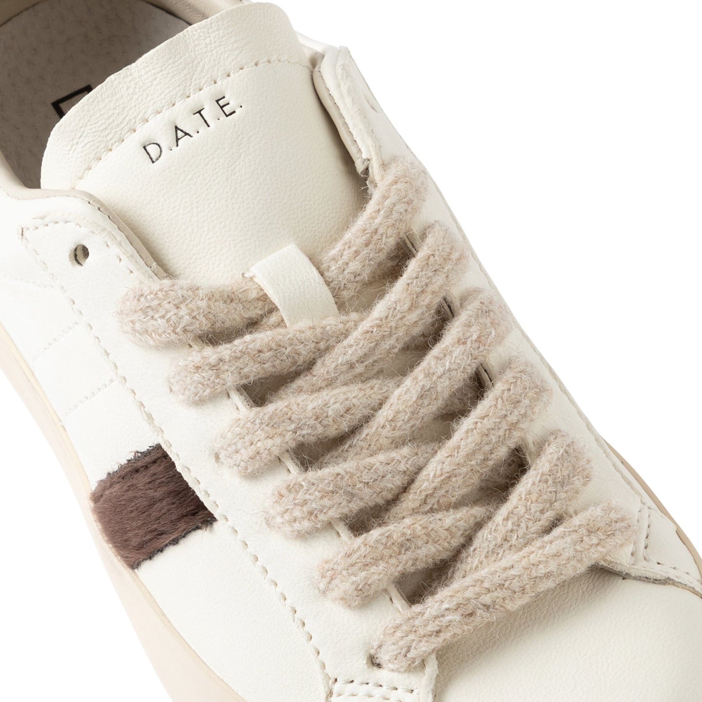 D.A.T.E. Hill Low Vintage Milk HL-VN-MK sneaker donna in pelle bianca con dettagli marrone e beige 