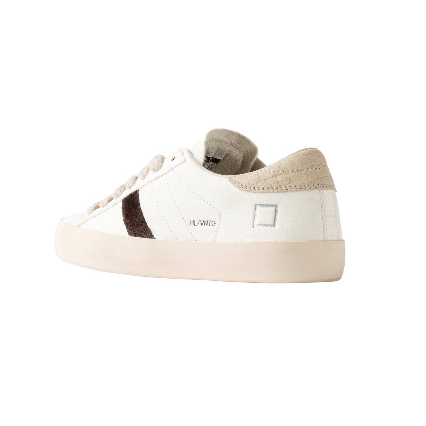 D.A.T.E. Hill Low Vintage Milk HL-VN-MK sneaker donna in pelle bianca con dettagli marrone e beige 