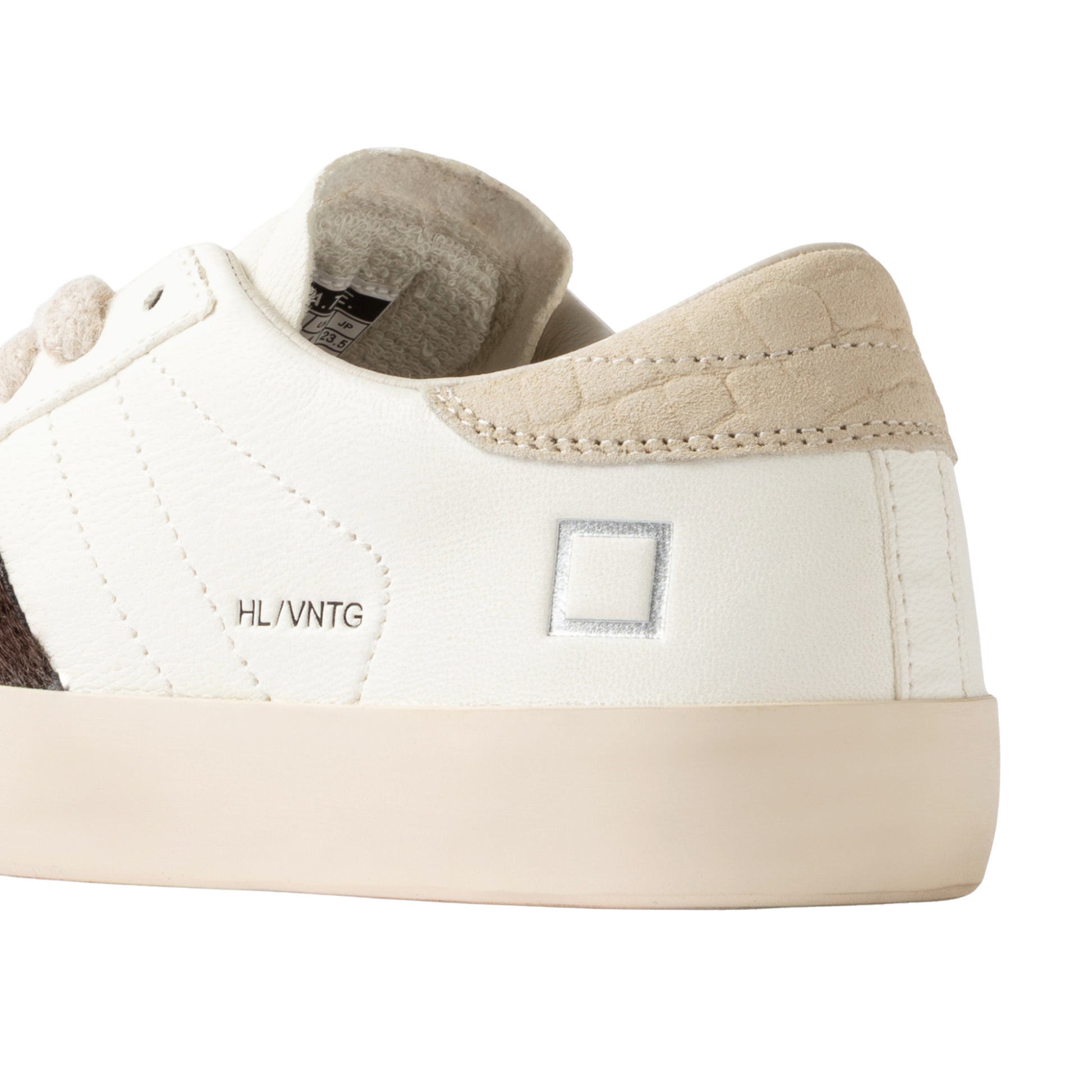 D.A.T.E. Hill Low Vintage Milk HL-VN-MK sneaker donna in pelle bianca con dettagli marrone e beige 