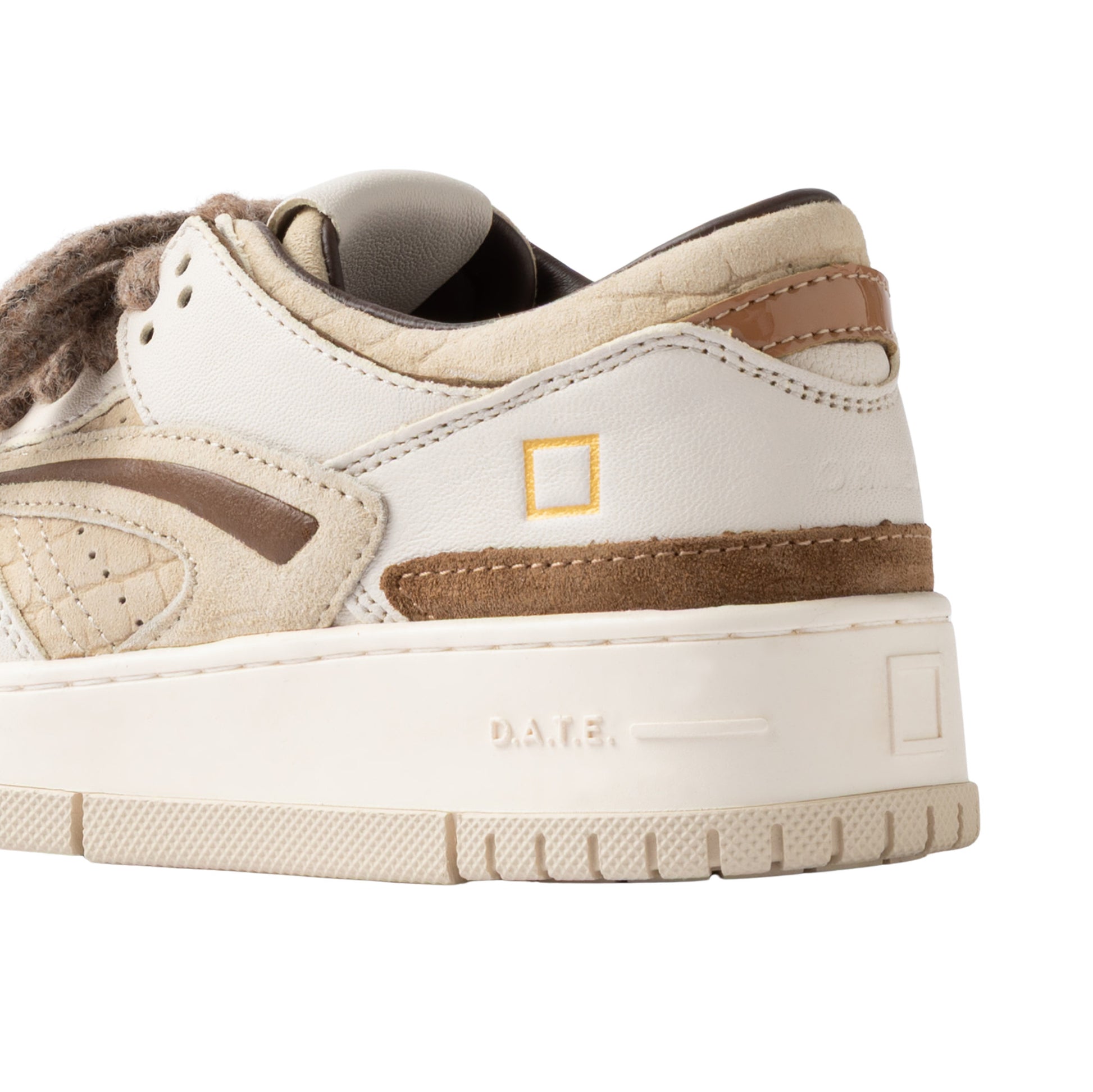 D.A.T.E. Torneo Cocco Beige TO-CC-BI sneaker donna in pelle bianco avorio e beige 