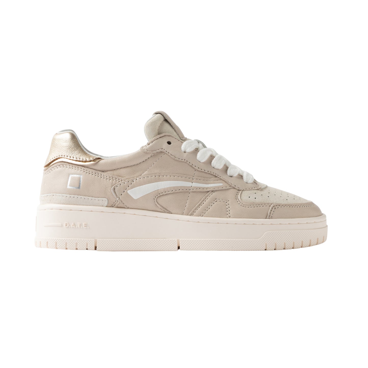 D.A.T.E. Torneo Pure Calf Ivory TP-CA-IV sneaker donna in pelle bianco avorio 