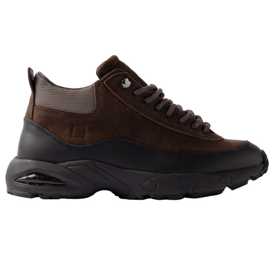 D.A.T.E. Zeno Waxed Brown ZN-WX-BR sneaker uomo alta in camoscio marrone scuro 