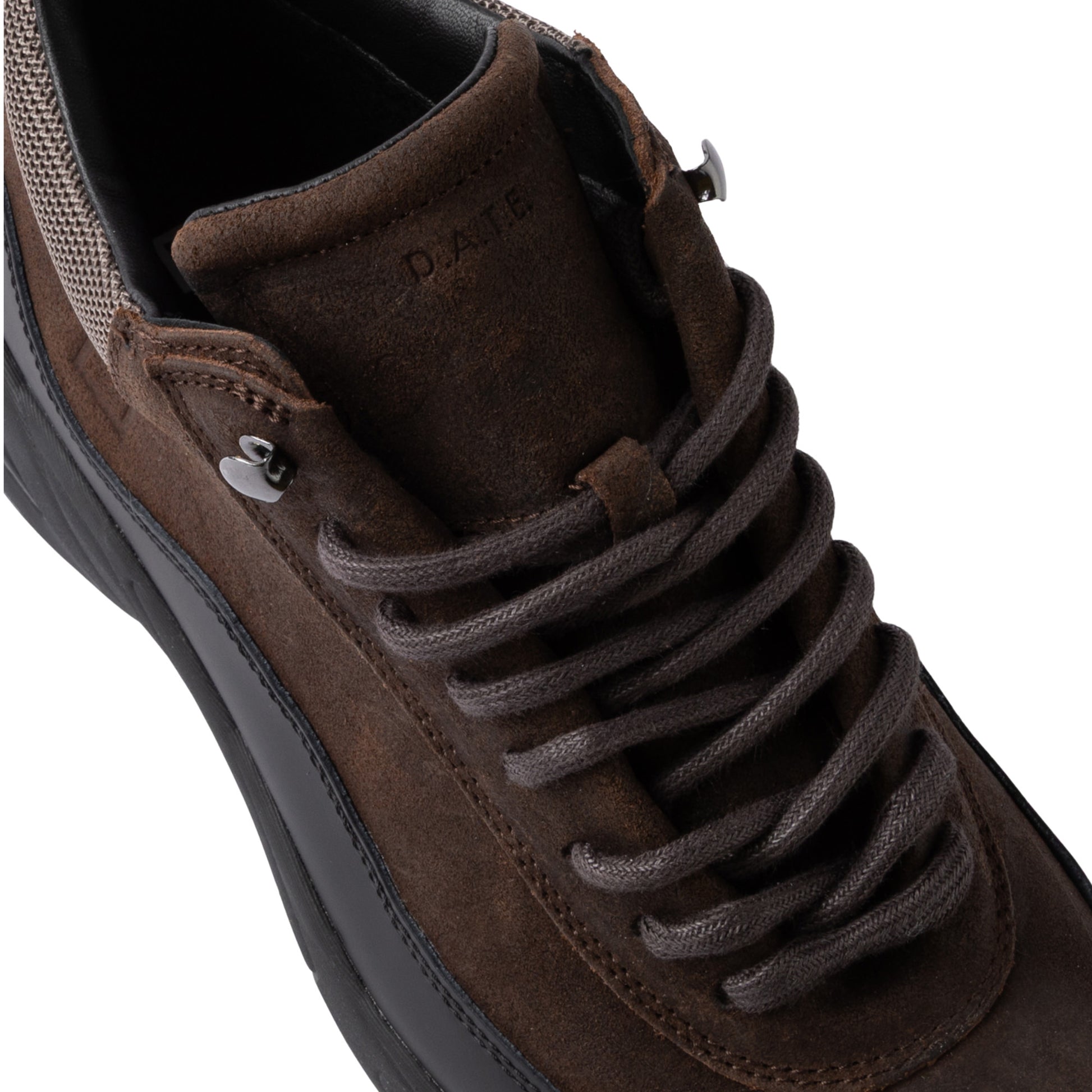 D.A.T.E. Zeno Waxed Brown ZN-WX-BR sneaker uomo alta in camoscio marrone scuro 