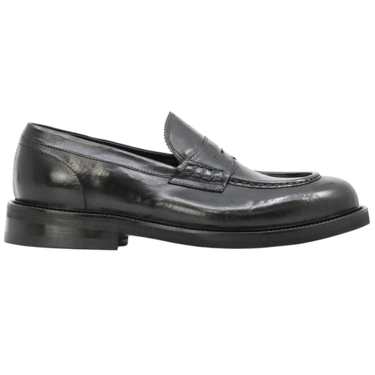 Ducanero 2760 Vitello Nero mocassino uomo in pelle nera con suola Vibram 