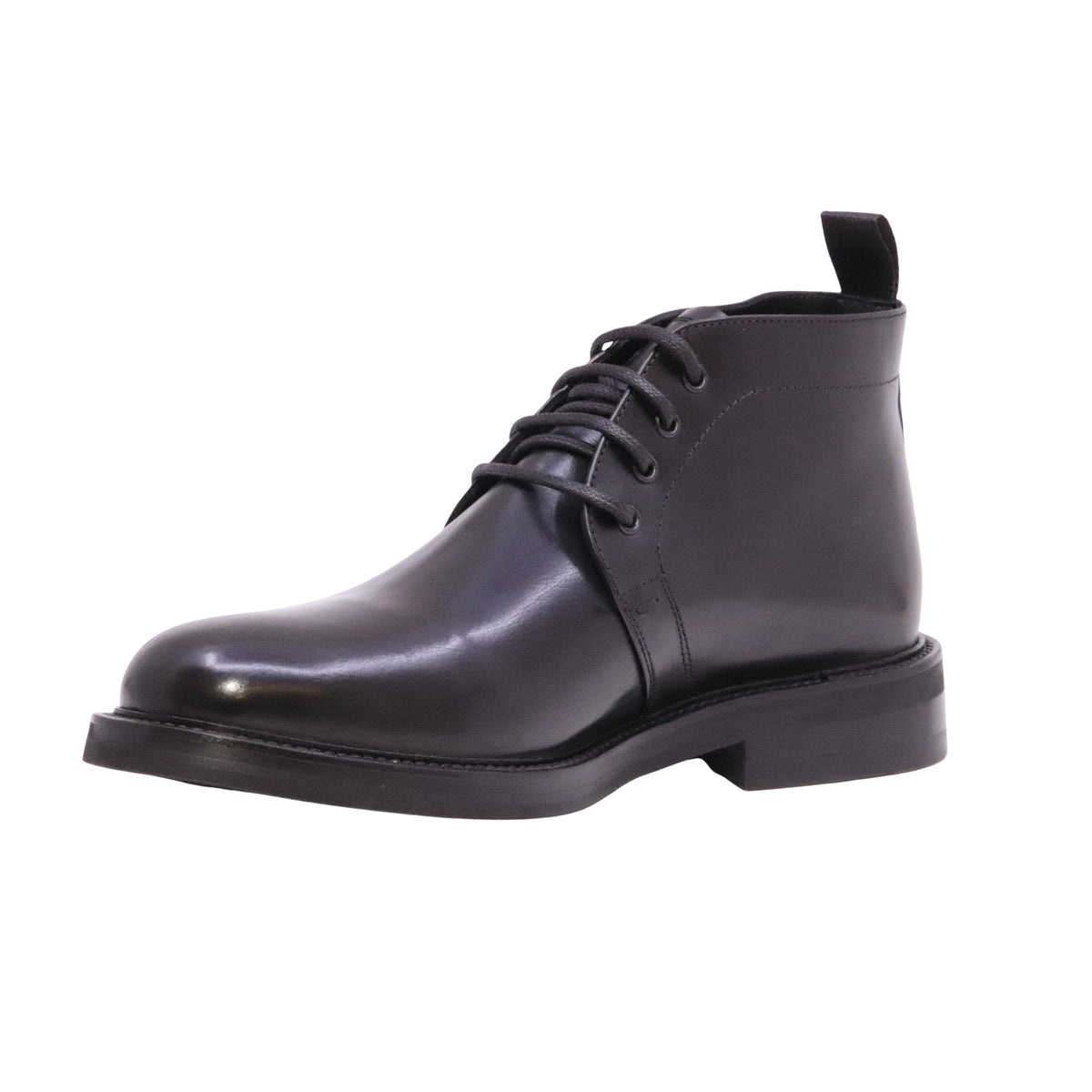 Ducanero 2762 Vitello Nero polacchino uomo in pelle nera con suola in gomma 