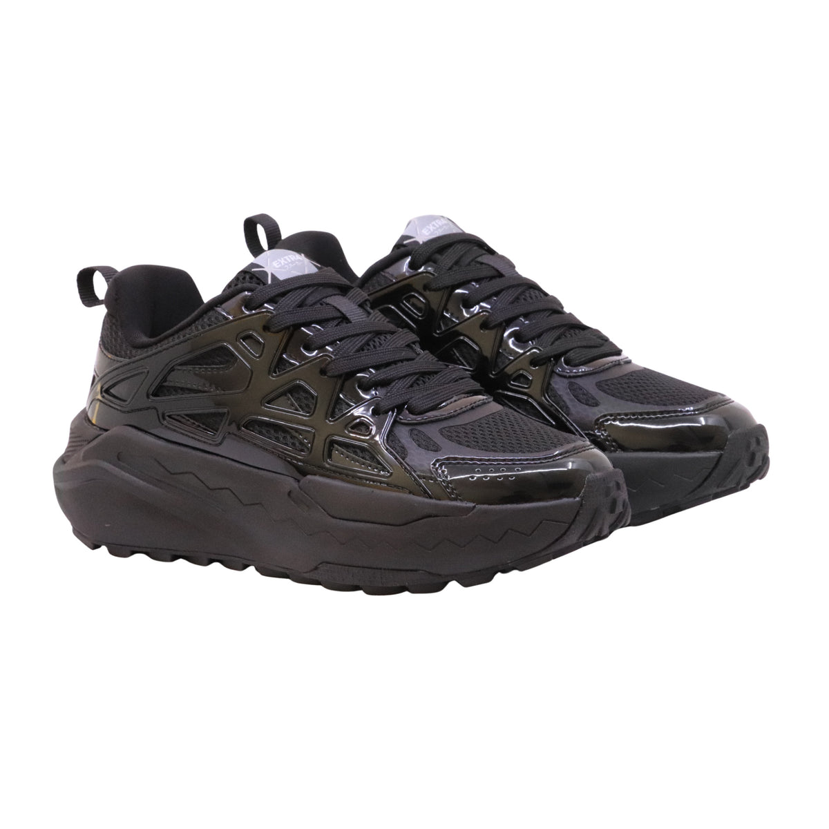 EXTR4 Kaizen XL 3.05 2207544 sneaker donna nera in mesh e dettagli effetto specchio 