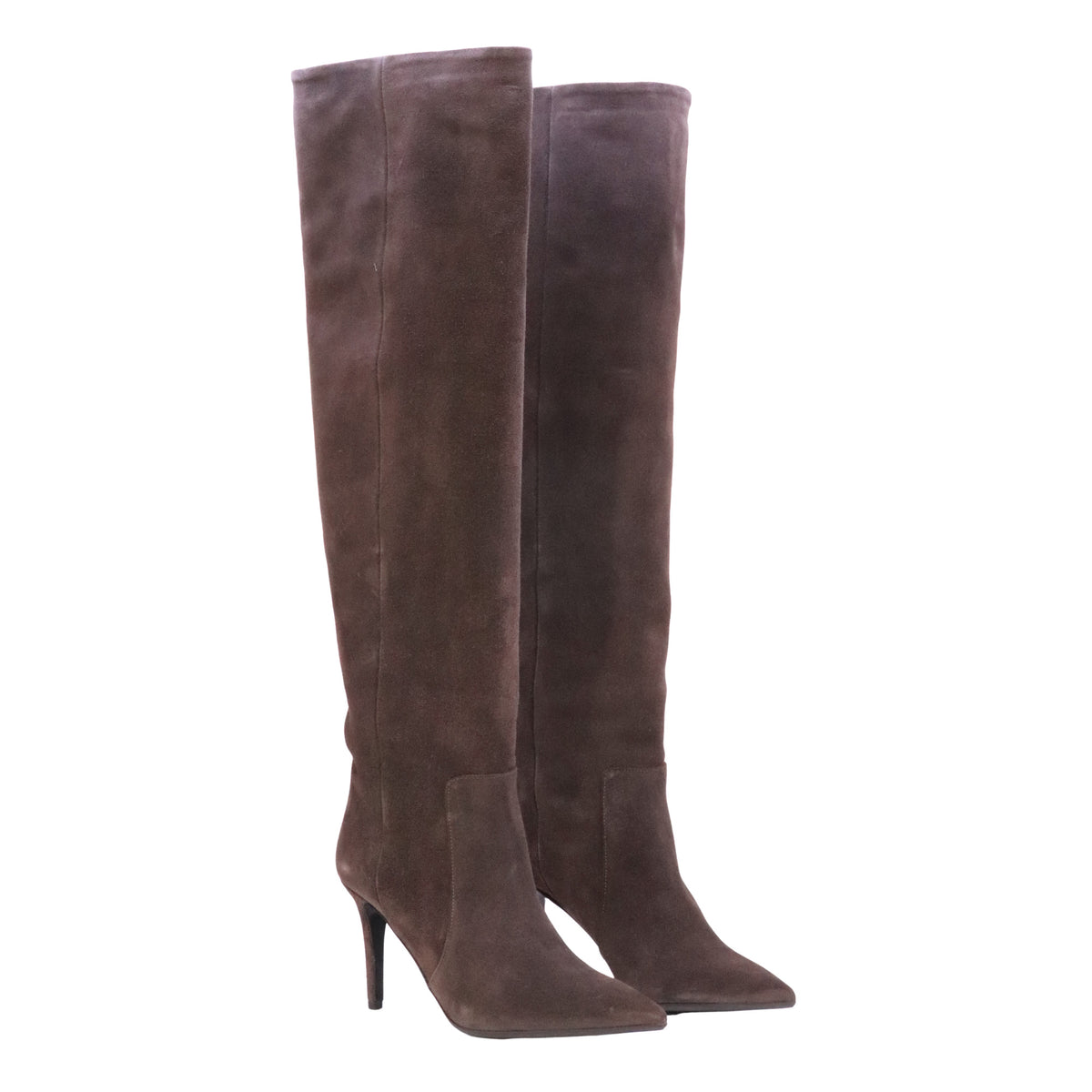 Fabio Rusconi I-NYDIA-NATALY stivale al ginocchio donna in camoscio marrone noce con tacco 9 cm 