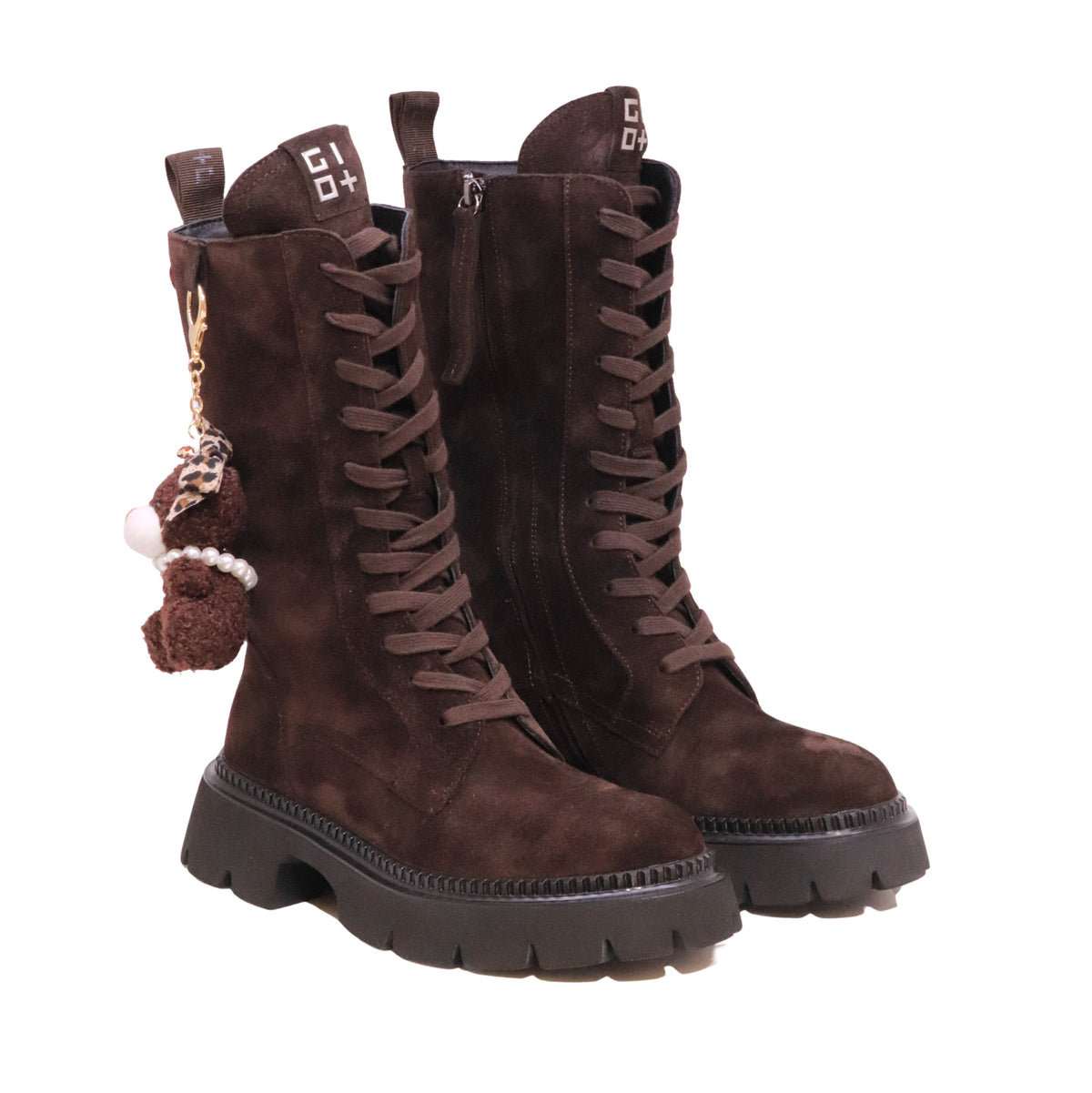 GIO+ Greta 01E Dark Brown stivaletto anfibio donna in camoscio marrone 