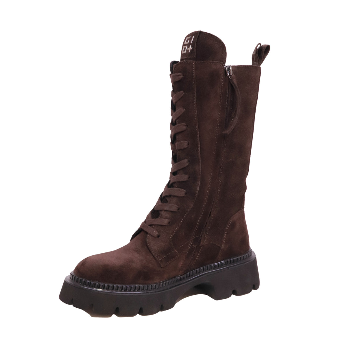 GIO+ Greta 01E Dark Brown stivaletto anfibio donna in camoscio marrone 