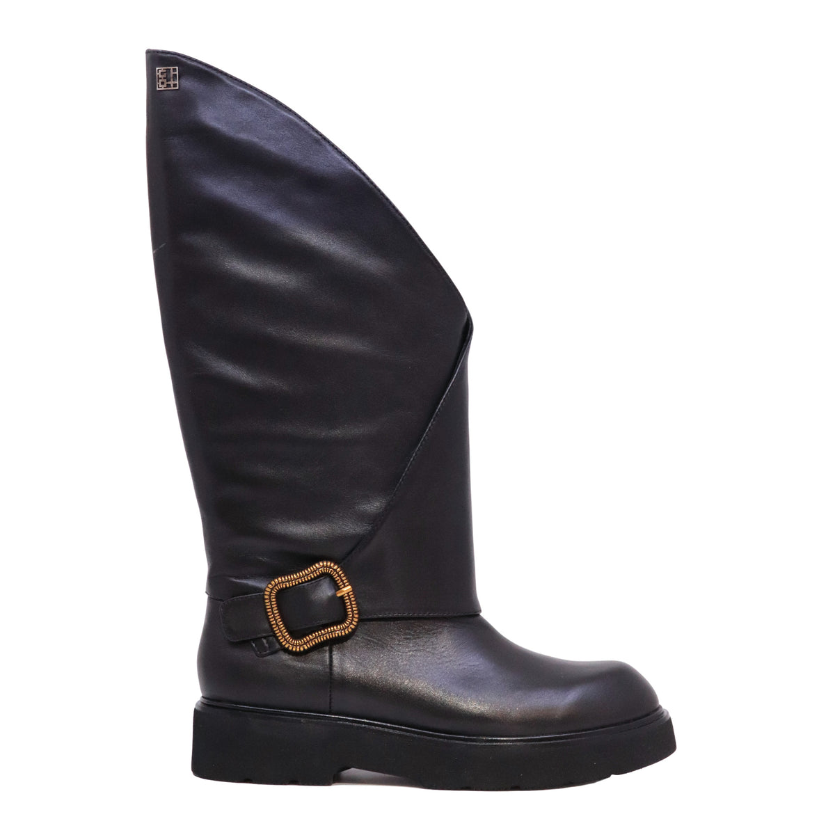 GIO+ Lily 08 stivale donna in pelle nera con suola spessa 