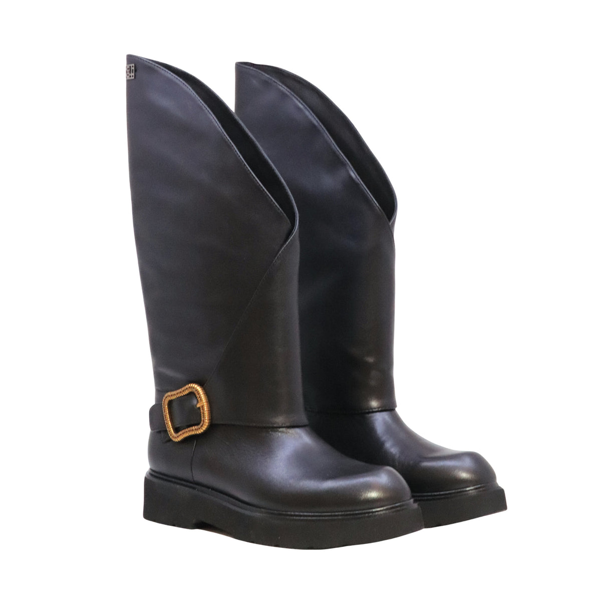 GIO+ Lily 08 stivale donna in pelle nera con suola spessa 