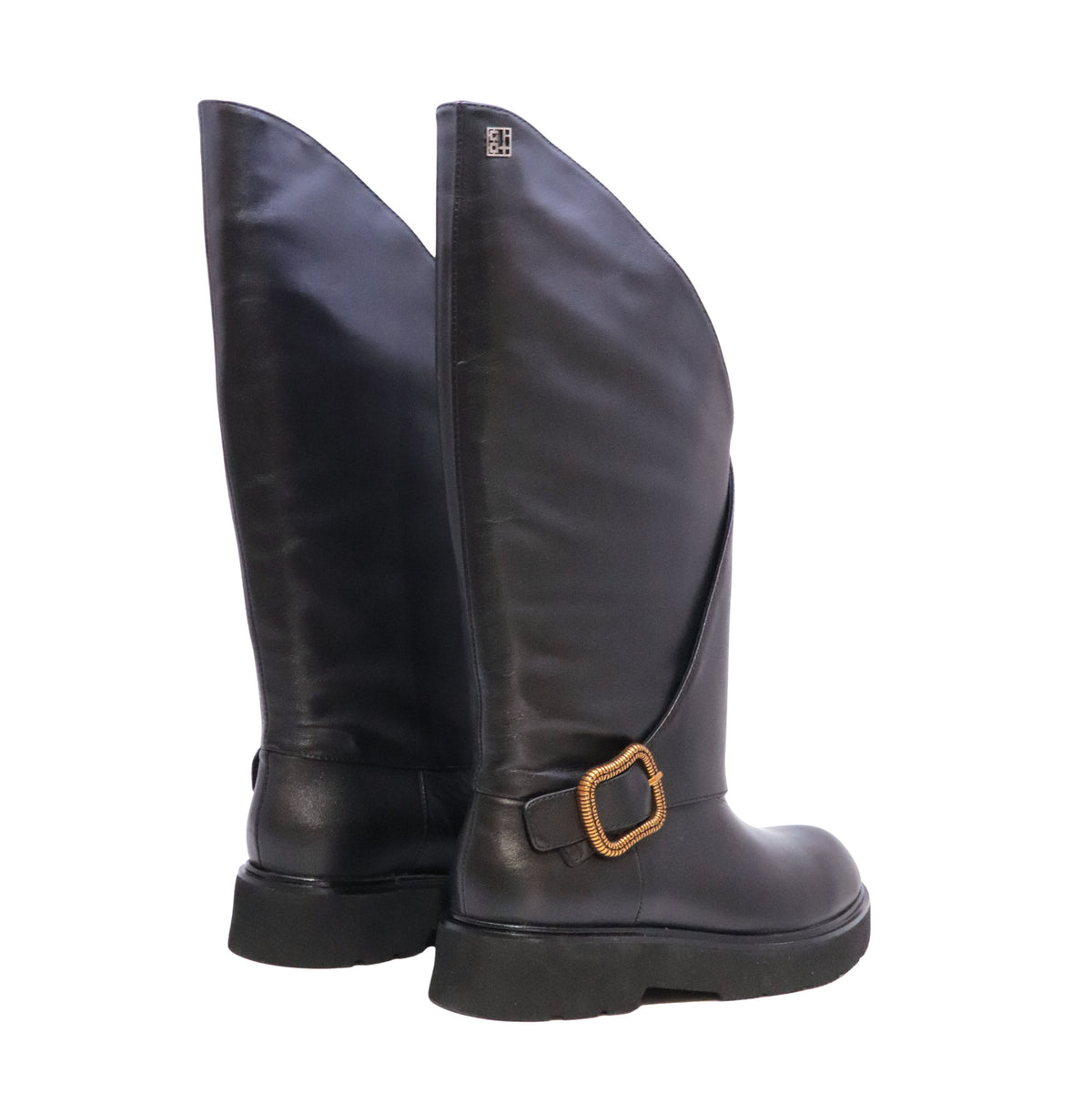 GIO+ Lily 08 stivale donna in pelle nera con suola spessa 