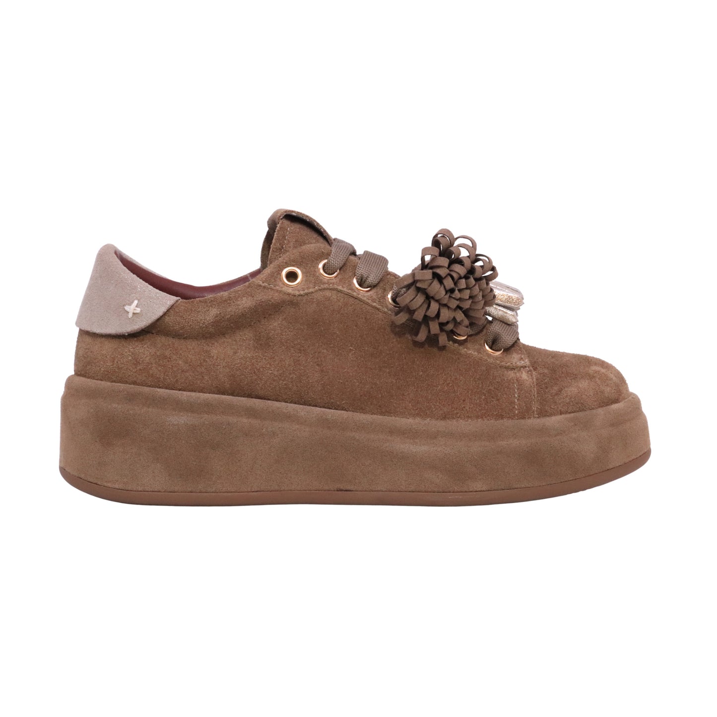 GIO+ OLIVA 150 Combi Taupe sneaker donna in camoscio taupe con charm 