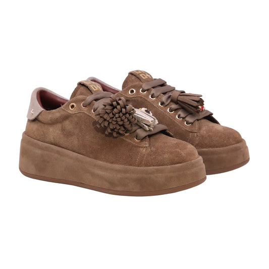 GIO+ OLIVA 150 Combi Taupe sneaker donna in camoscio taupe con charm 