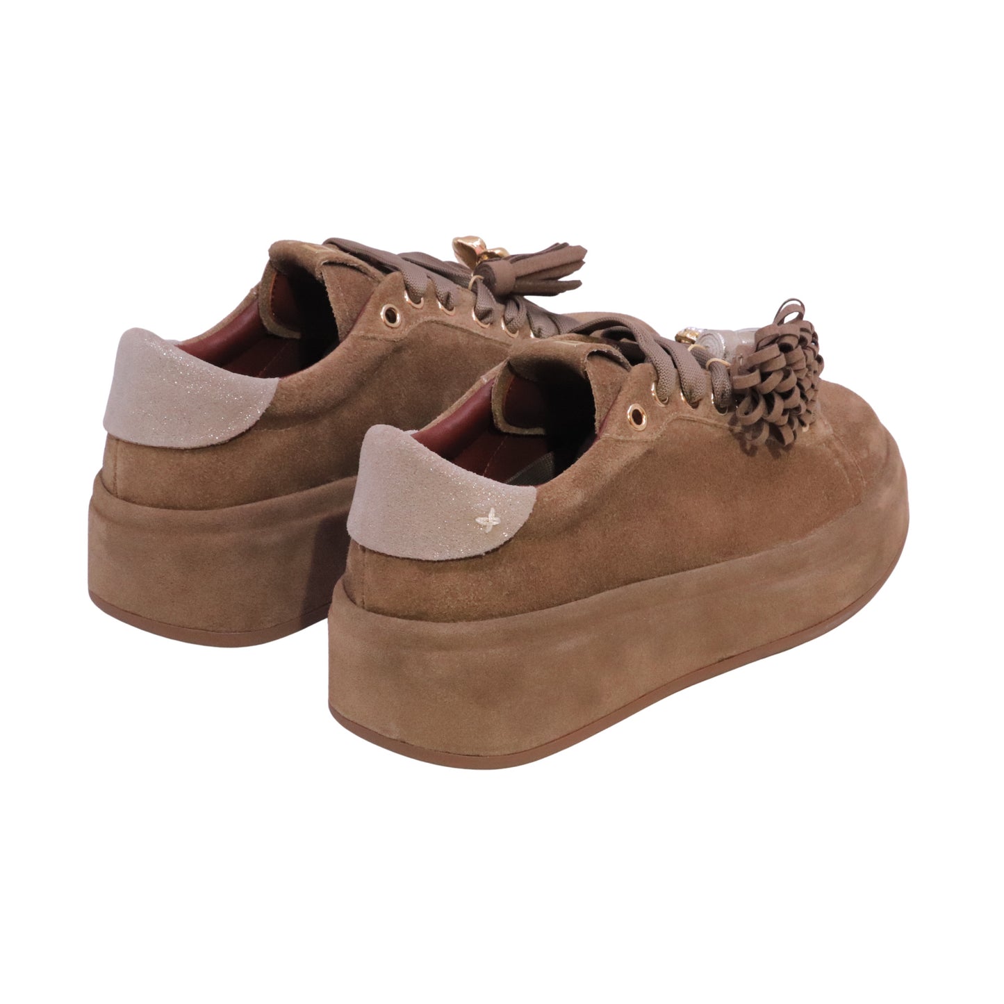 GIO+ OLIVA 150 Combi Taupe sneaker donna in camoscio taupe con charm 