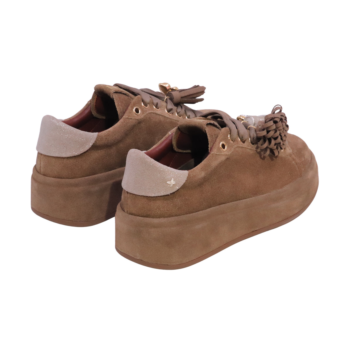 GIO+ OLIVA 150 Combi Taupe sneaker donna in camoscio taupe con charm 