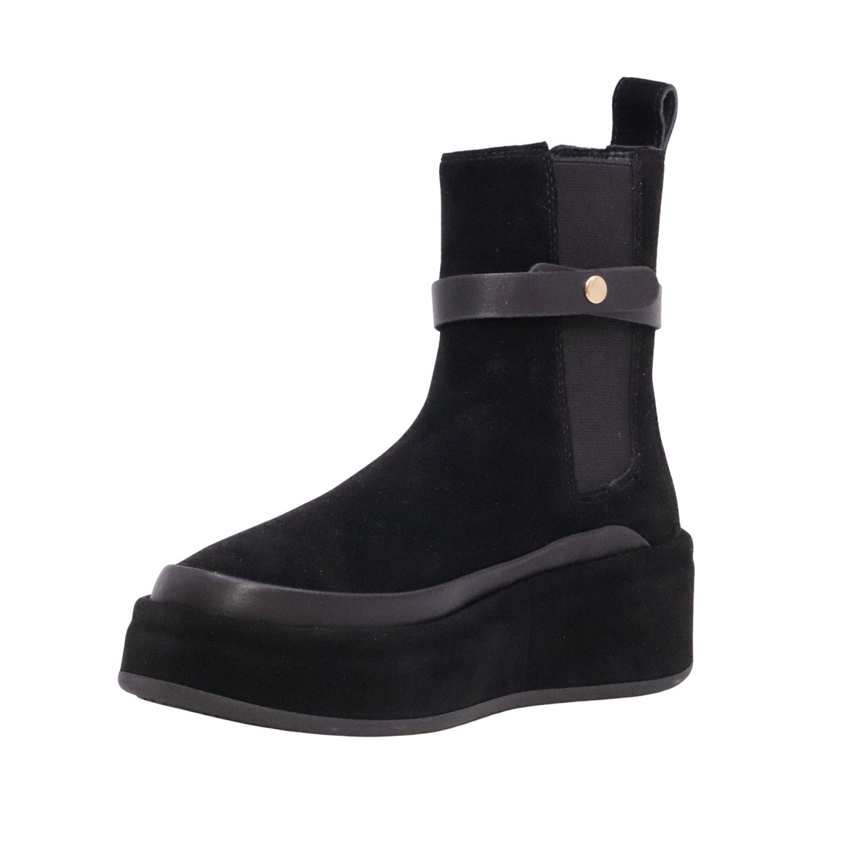 GIO+ Rosita 03 stivaletto donna in camoscio nero con platform e dettagli rimovibili 