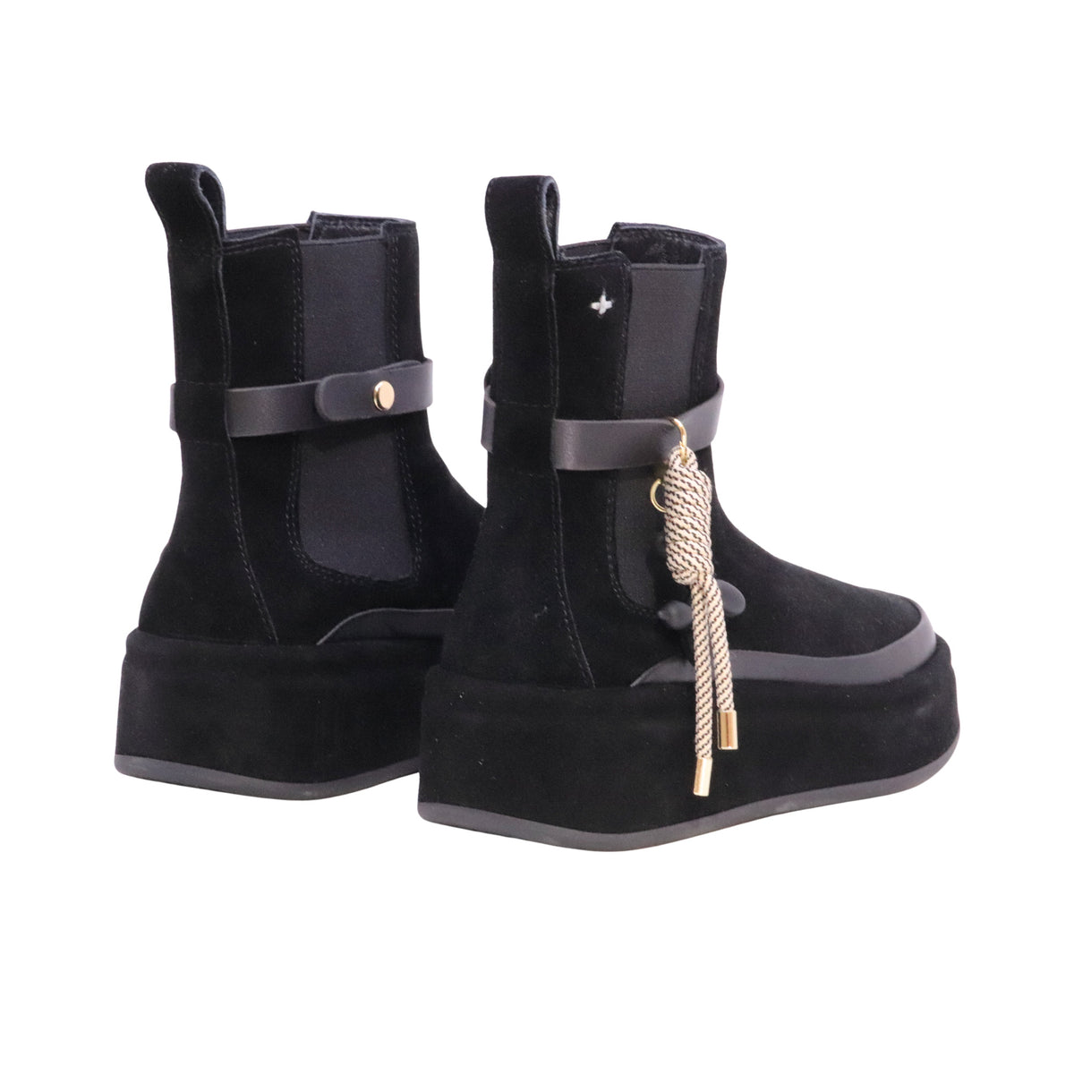 GIO+ Rosita 03 stivaletto donna in camoscio nero con platform e dettagli rimovibili 
