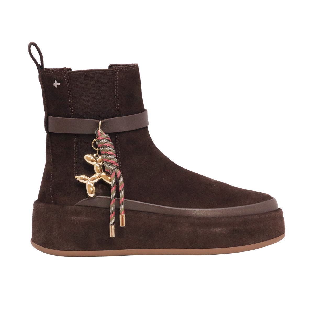 GIO+ Rosita 06 Combi Moro stivaletto donna in camoscio marrone con platform e accessorio rimovibile 