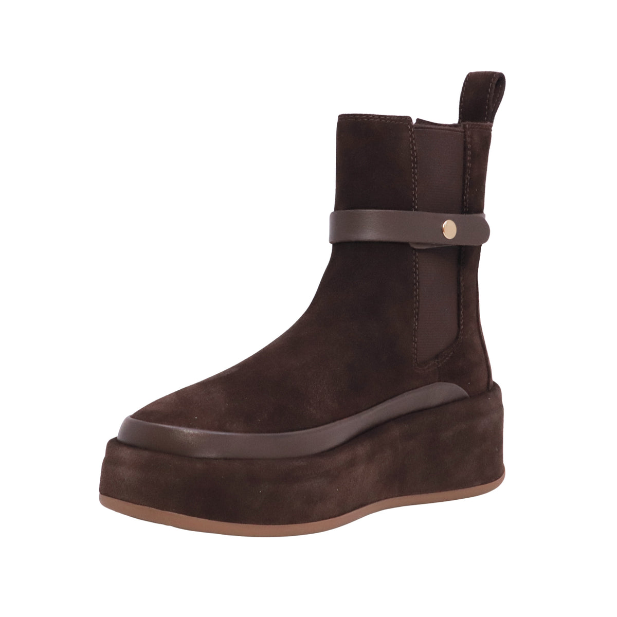 GIO+ Rosita 06 Combi Moro stivaletto donna in camoscio marrone con platform e accessorio rimovibile 