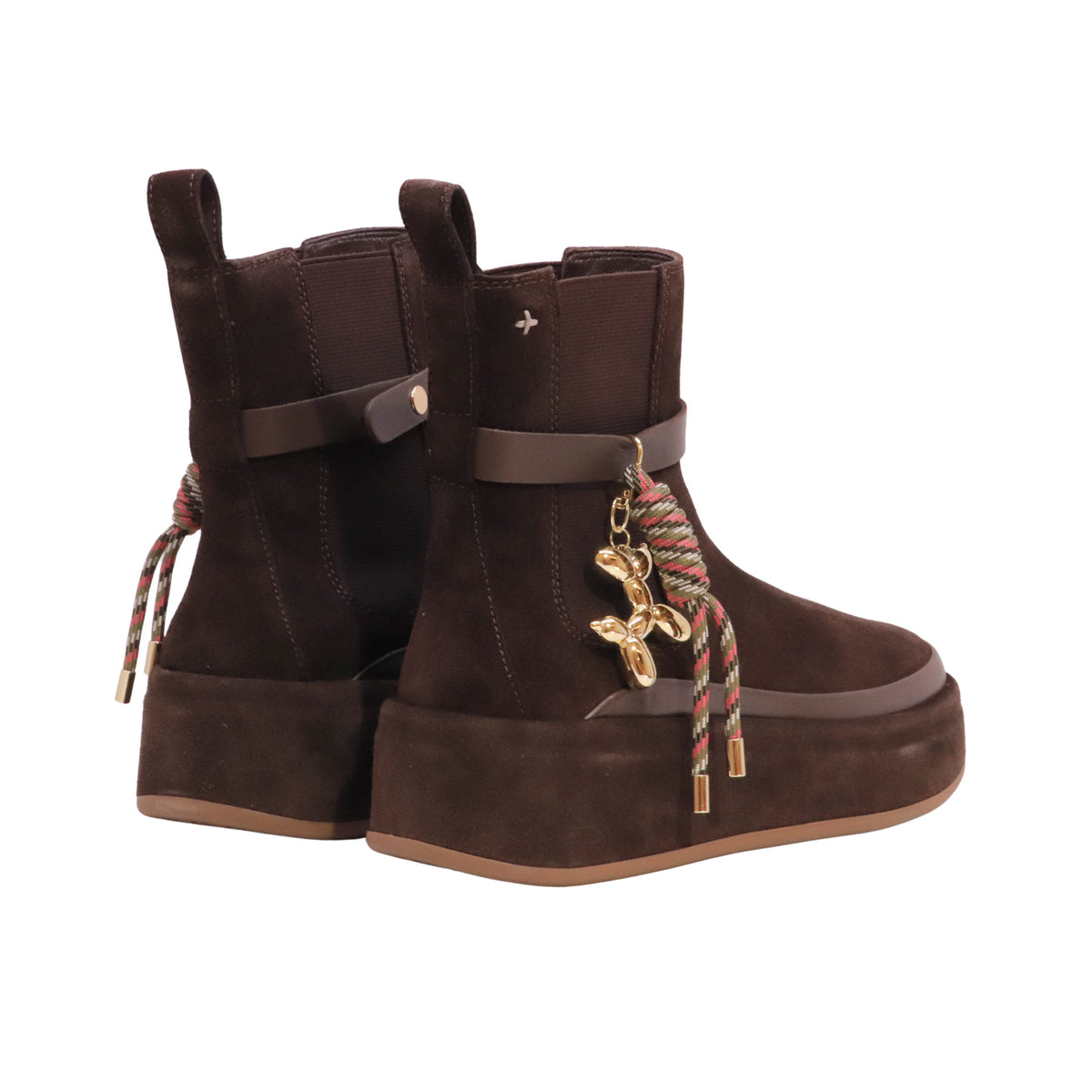 GIO+ Rosita 06 Combi Moro stivaletto donna in camoscio marrone con platform e accessorio rimovibile 