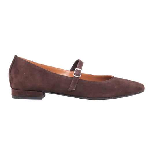 Jaffè 605 T ballerina donna in camoscio marrone con cinturino 