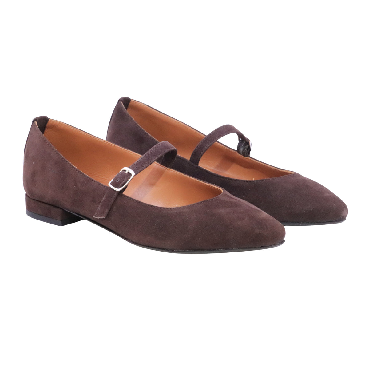 Jaffè 605 T ballerina donna in camoscio marrone con cinturino 
