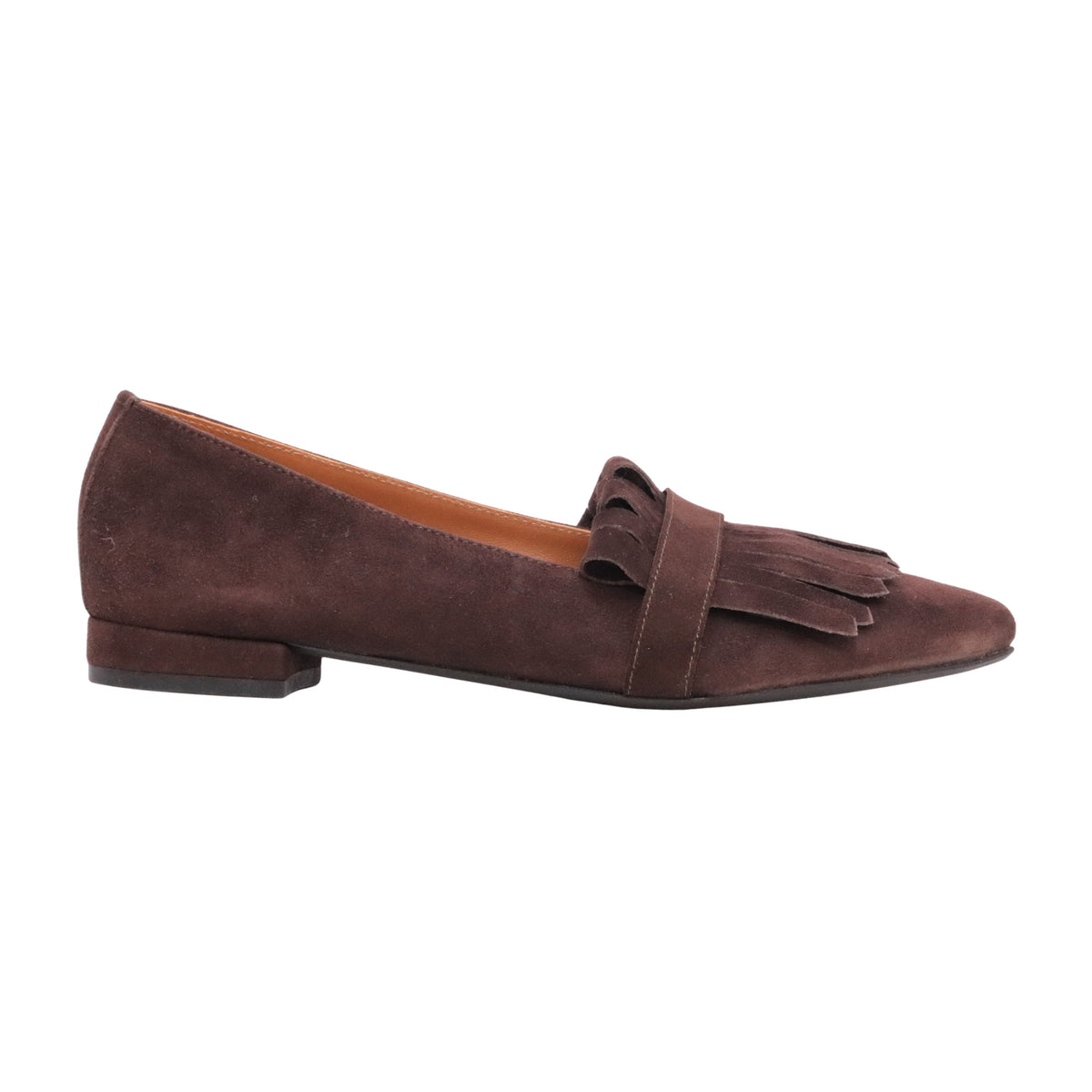 Jaffè 650 mocassino ballerina donna in camoscio marrone con frange 