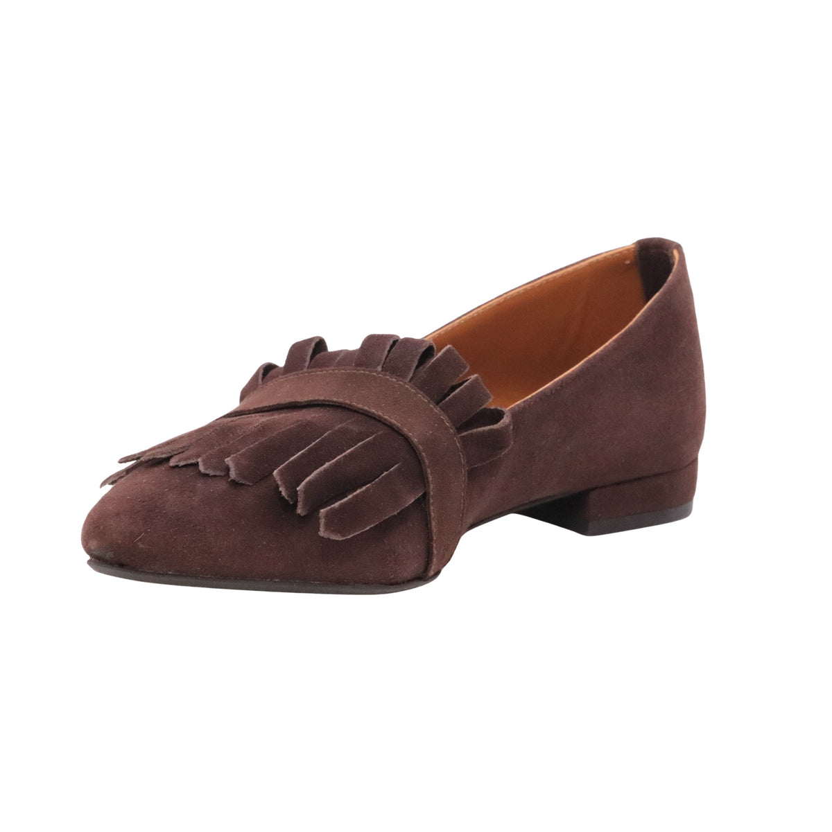 Jaffè 650 mocassino ballerina donna in camoscio marrone con frange 