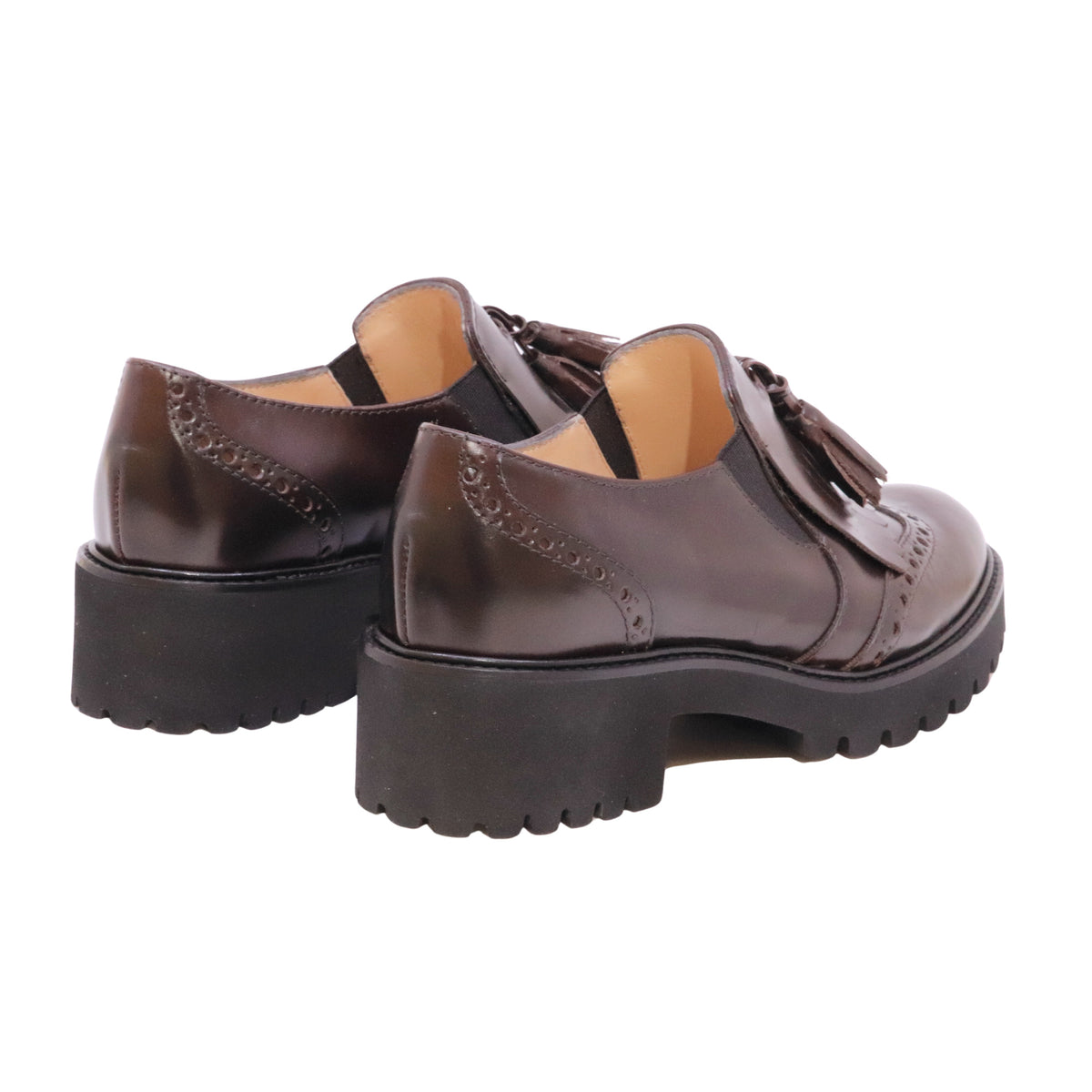 Le Briella Z759 Vitello Serrano Marrone mocassino donna in pelle con frangia e suola carrarmato 