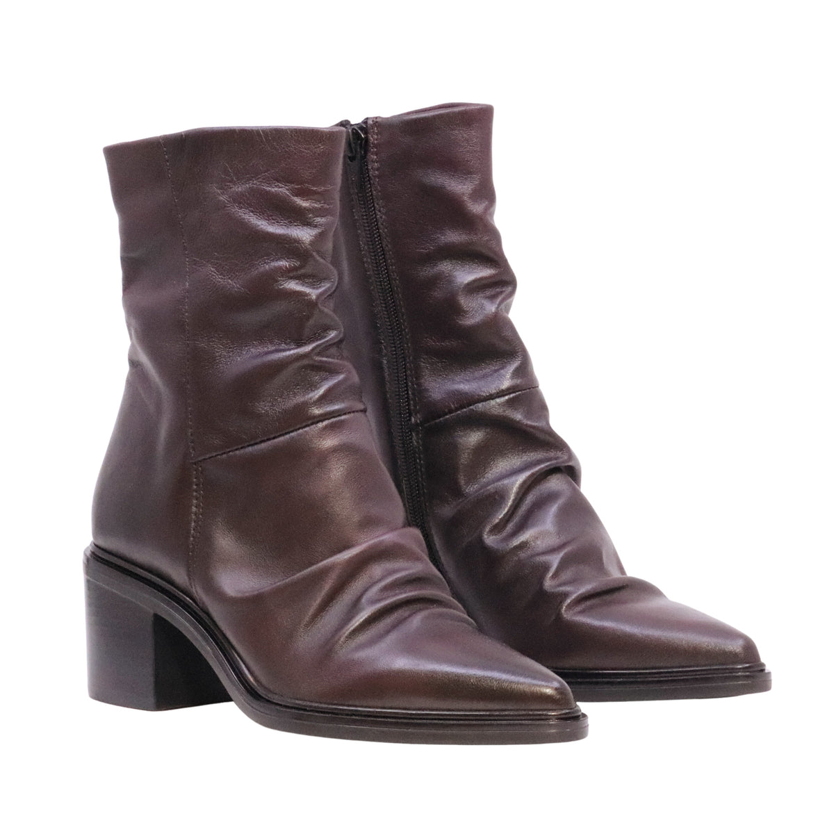 MJUS Milla L39205 stivaletto donna in pelle Burgundy con tacco 6,5 cm e zip interna 