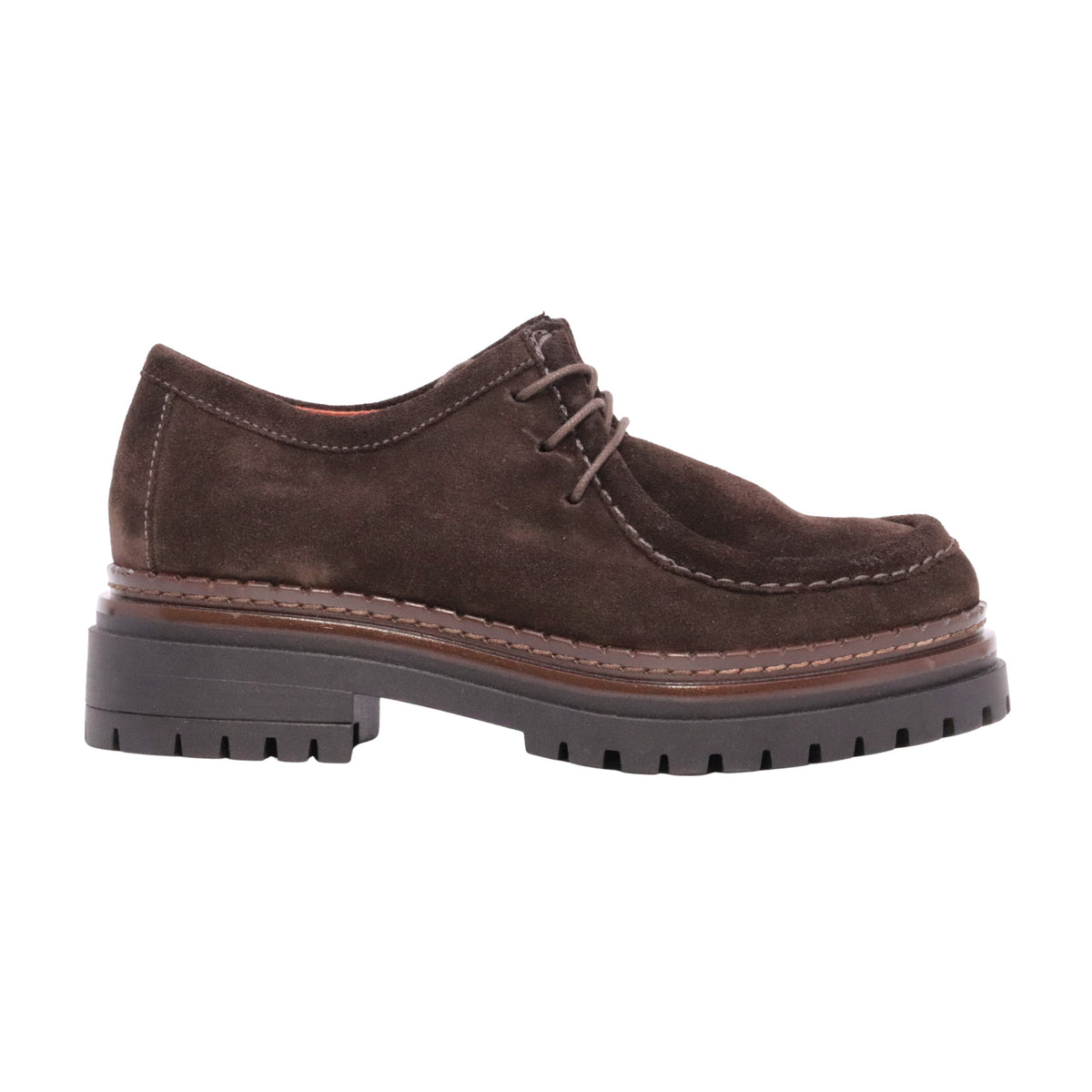 MJUS Dixie L97106 scarpa stringata donna in camoscio caffè con suola carrarmato 