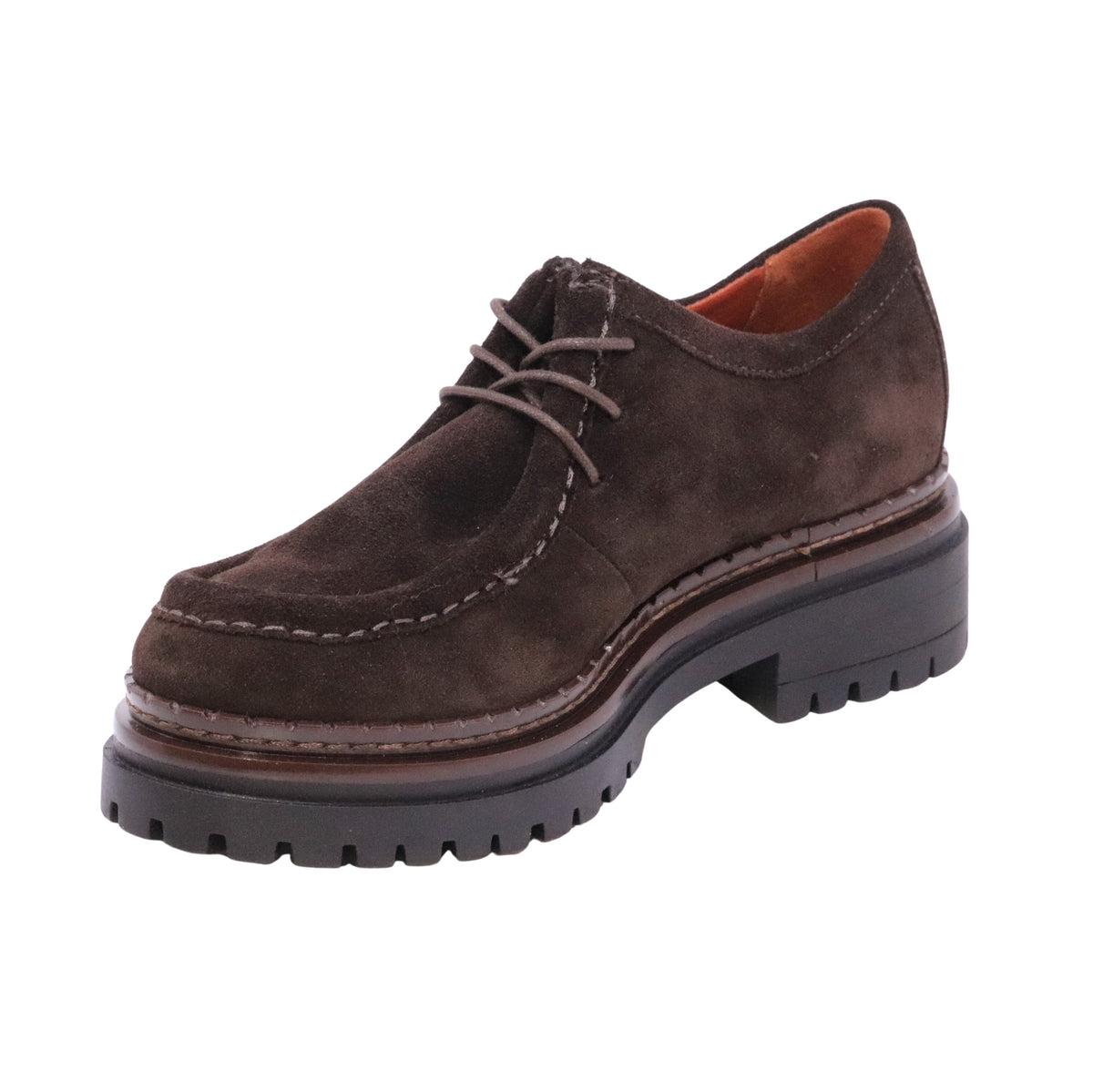 MJUS Dixie L97106 scarpa stringata donna in camoscio caffè con suola carrarmato 