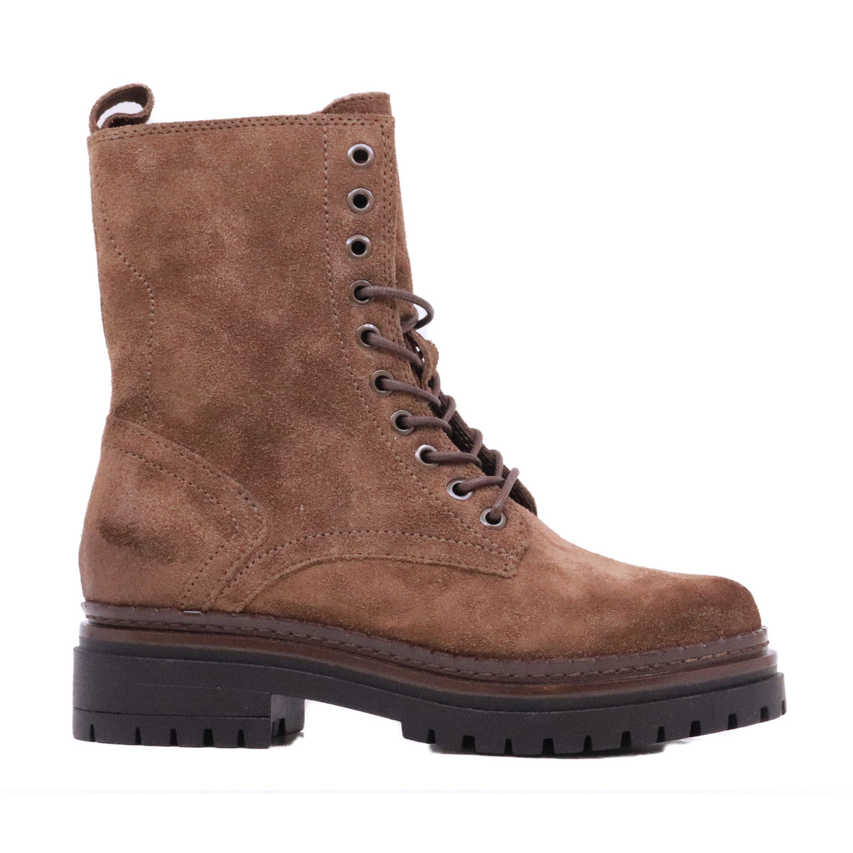 MJUS Denisia L97218 anfibio donna in camoscio Mogano con lacci e zip laterale 