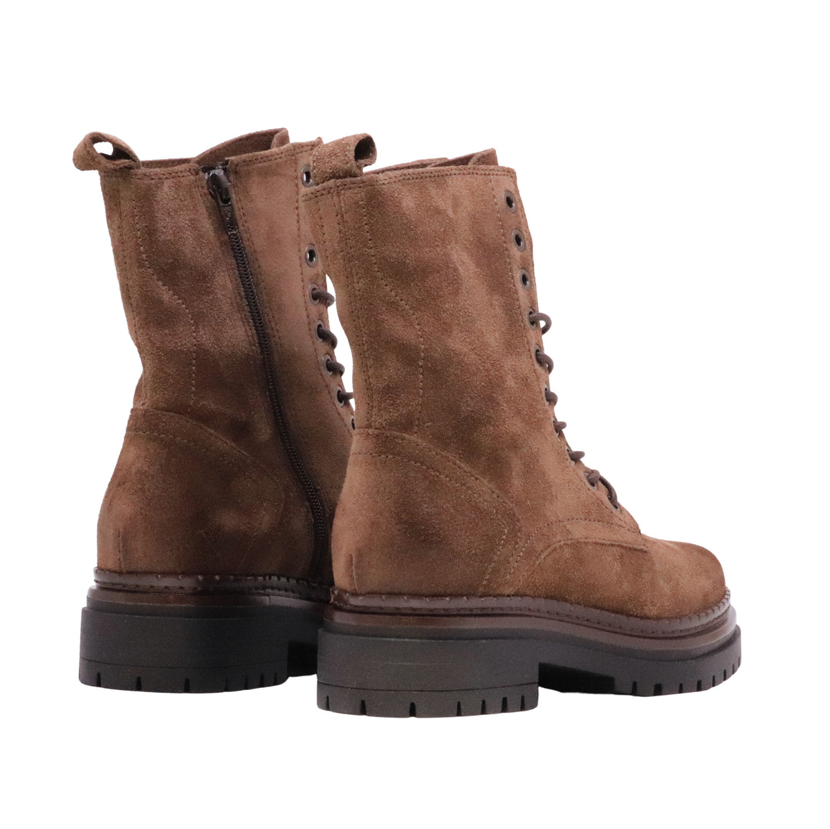 MJUS Denisia L97218 anfibio donna in camoscio Mogano con lacci e zip laterale 