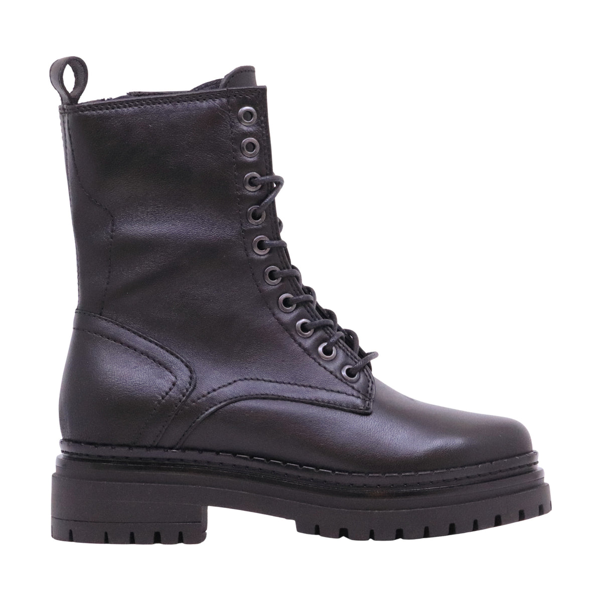 MJUS Denisia L97218 anfibio donna in pelle nera con lacci e zip laterale 