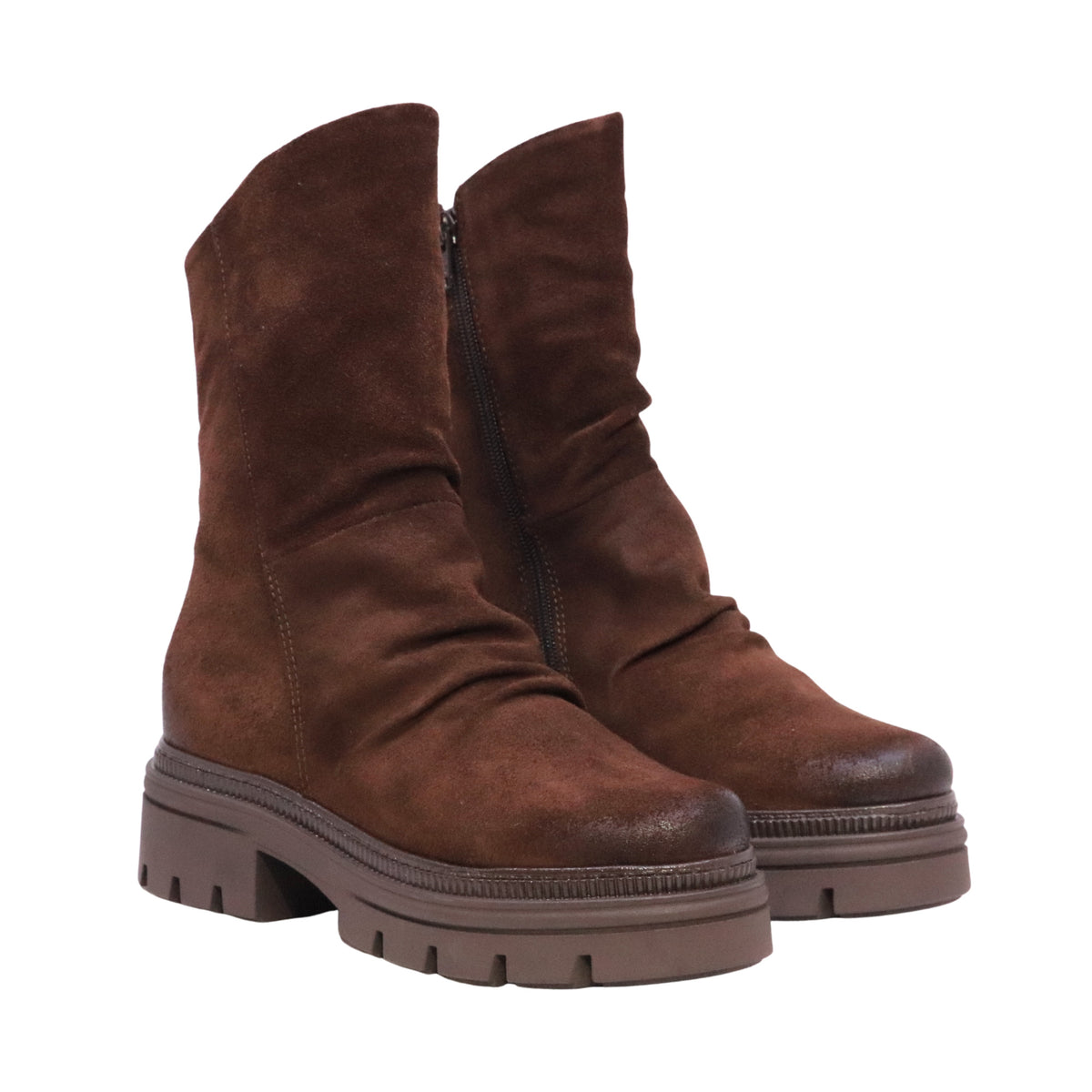 MJUS Carmelina N26208 stivaletto donna in camoscio Bisonte con zip e suola carrarmato 