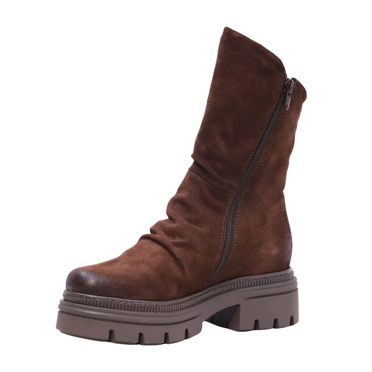 MJUS Carmelina N26208 stivaletto donna in camoscio Bisonte con zip e suola carrarmato 