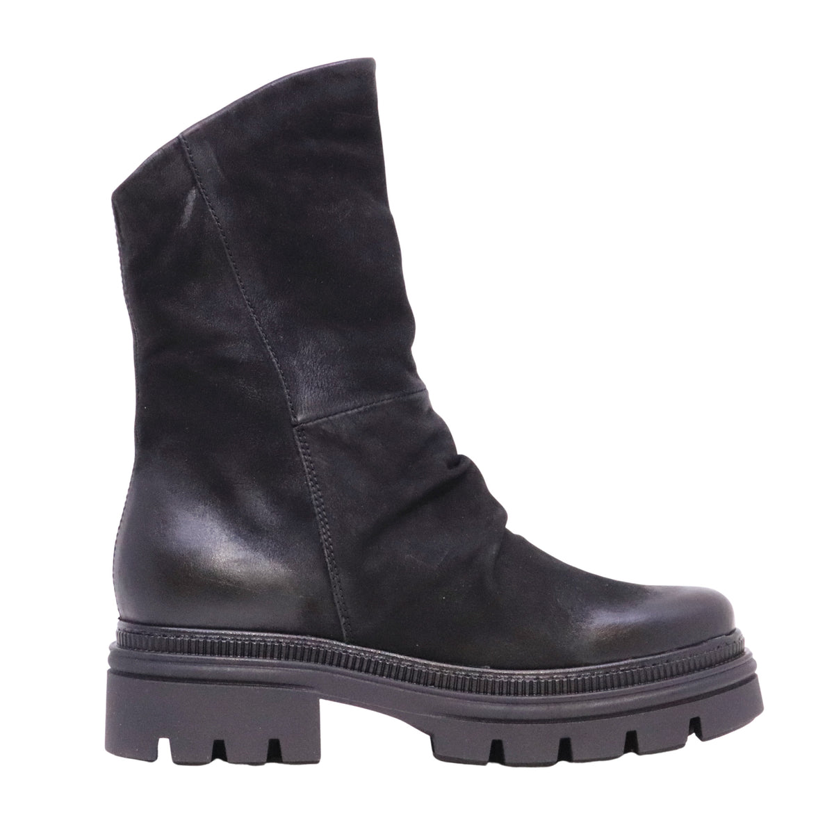 MJUS Carmelina N26208 stivaletto donna in nabuk nero con zip e suola carrarmato 